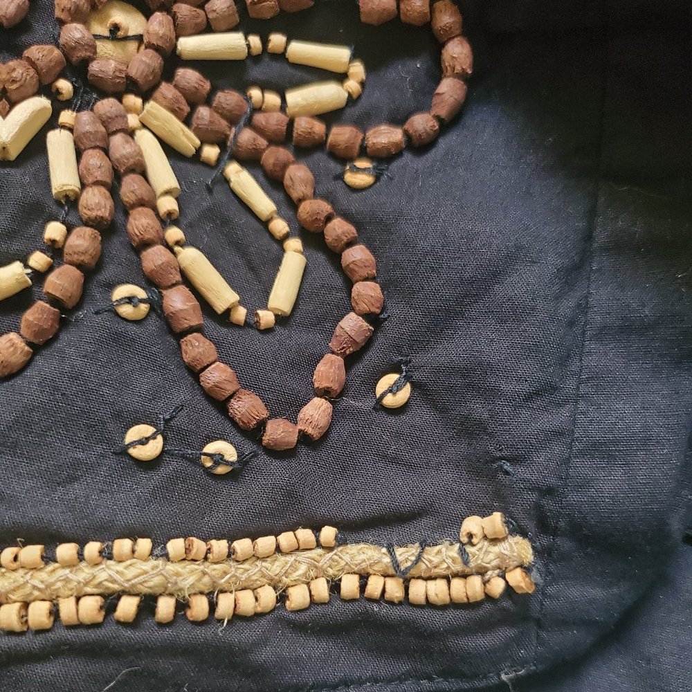 VINTAGE CASUAL CORNER WOOD BEAD and HEMP EMBELLISHED VEST - Picture 7 of 7